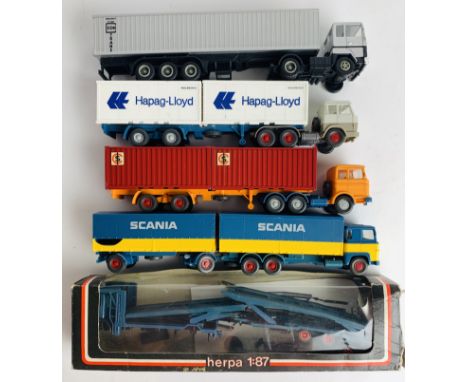 5x Herpa / Wiking HO 1:87 Scale HGV Lorry's - 4x Unboxed &amp; 1x Boxed. P&amp;P Group 1 (£14+VAT for the first lot and £1+VA