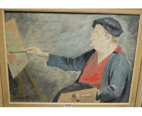 Leslie Harradine - self portrait?, oil on artist board, signed and dated lower left '65, 37x49cm