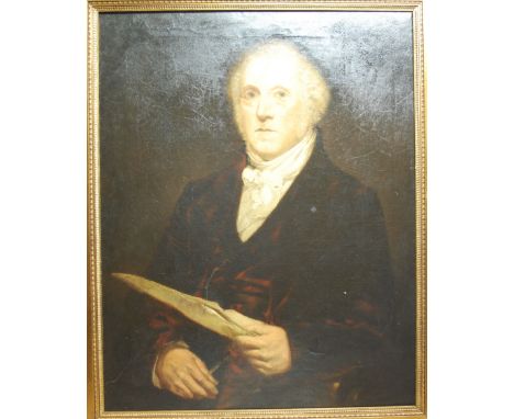 19th century school - half length portrait of a scholar, oil on canvas, 86x68cm