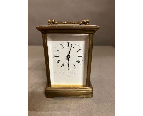 A brass carriage clock 