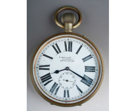 An early 20th Century silver plate cased large display open faced pocket watch, white enamel dial with Roman Numerals, subsid