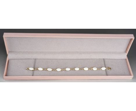 Silver and white enamel Volmer Bahner Danish bracelet, 155mm long, marked to back