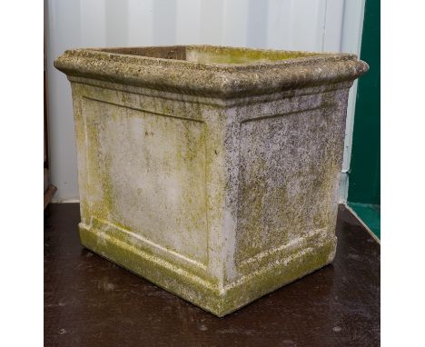 A reconstituted concrete planter of rectangular form, depth 48cm x width 55cm x height 50cm