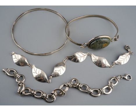 Silver bangles and two silver bracelets, gross weight 31g and another bangle