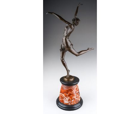Large bronze art deco style figure of a dancer, signed B. Zach , on marble plinth, Paris foundry mark to back, overall height