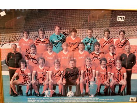 Framed signed Liverpool FC print from the late 1970s, no provenance