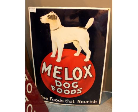 Original Melox dog food enamel depicting dog