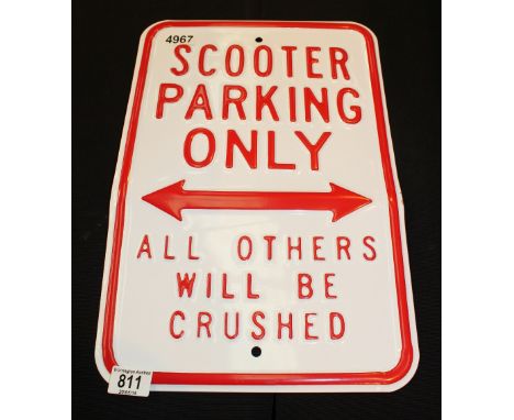 Enamel scooter parking sign