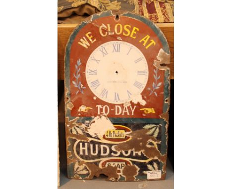 Original Hudsons Soap clock enamel sign