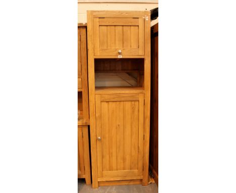 Large beech kitchen unit with two cupboards and open shelf. 210 x 70 cm