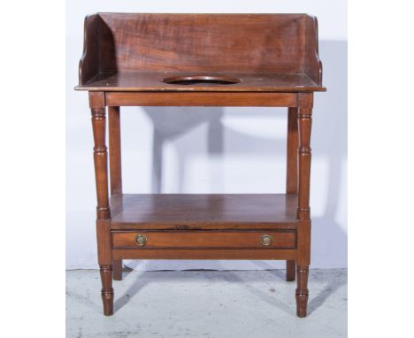 Victorian washstand, three quarter gallery back, turned supports, under shelf with frieze drawer, width 75cm, depth 40cm, hei