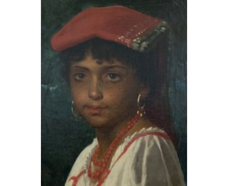 Crety, head and shoulders portrait of a young girl, oil on canvas, 31cm x 24cm.