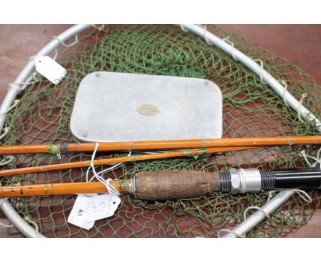 MILBRO SUPREME SPLIT CANE FISHING ROD, HARDY FLY BOX, NET, AND TWO FISHING RELATED BOOKS
Loch Fishing and Tight Lines, R C Br