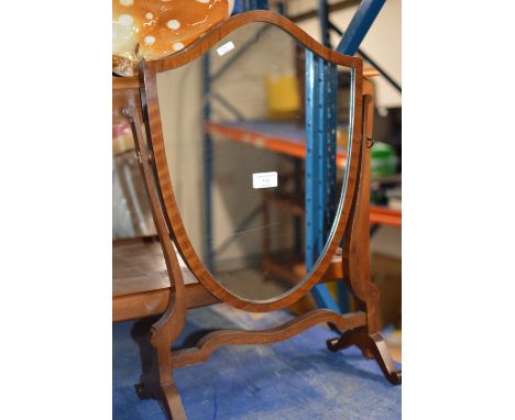 MAHOGANY SHIELD SHAPED SWING MIRROR     
