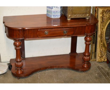 MAHOGANY STAINED CONSOLE TABLE WITH SINGLE DRAWER     