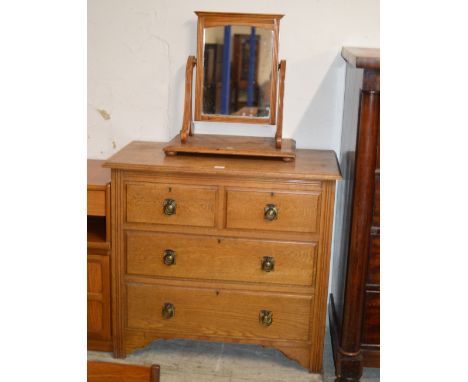 OAK 2 OVER 2 DRESSING TABLE WITH SWING MIRROR     