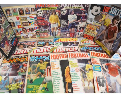 A 1970's Euro sticker album, two collectors albums and other football publications