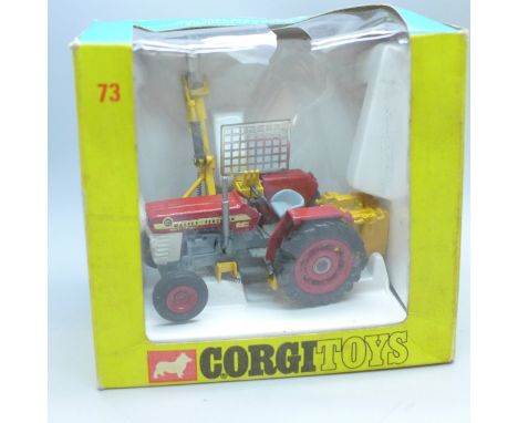 A boxed Corgi Toys Massey-Ferguson '165' Tractor With Saw Attachment, number 73