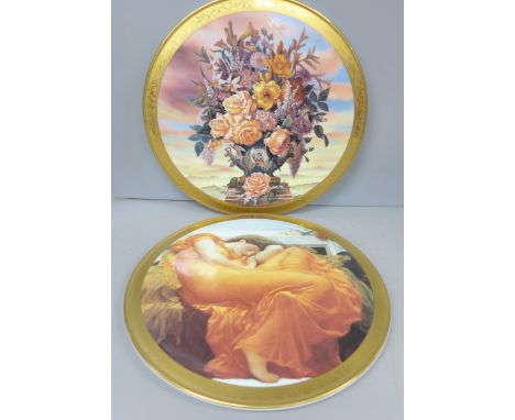 Two circular porcelain wall plaques, Royal Worcester; Flaming June and Royal Albert; Tomorrows Peace, 29cms d