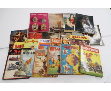A collection of "The Connoisseur" magazines, mostly 1960s, together with other vintage annuals including Bonanza, Star Trek, 
