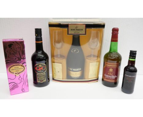 A Remy Martin Fine Champagne Cognac gift set and four bottles of sherry&nbsp;&nbsp;**PLEASE NOTE THIS LOT IS NOT AVAILABLE FO