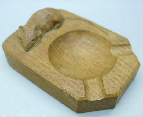 A Robert 'Mouseman' Thompson oak ashtray, 10cms l