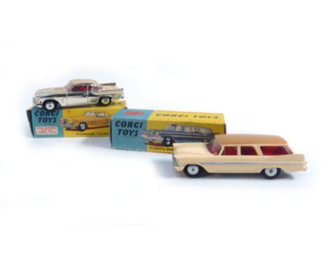 Two Corgi models consisting:211S Studebaker 'Golden Hawk' and219 Plymouth Sports Suburban station wagon, both boxed (2)   CON