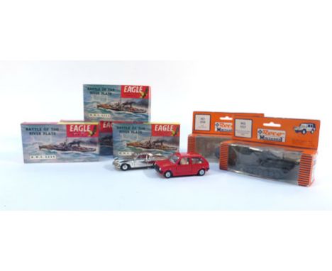 Seven Eagle plastic modelling kits consisting:4 x Battle of the River Plate H. M. S. Ajax,2 x Corvette H. M. S. Alligton Cast