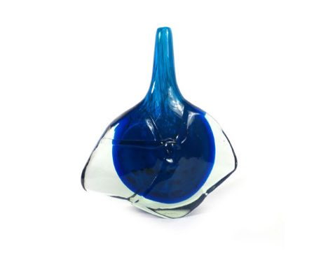 35Michael Harris for Mdina, an 'Axe' blue glass vase of typical form, signed, h. 26 cm    CONDITION REPORT:  No obvious chips