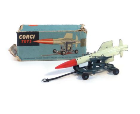A Corgi 350 'Thunderbird' guided missile by English Electric Co. on assembly truck, boxed   CONDITION REPORT:  Box in poor co