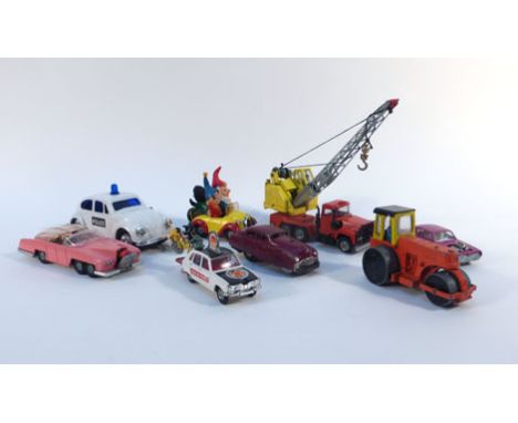 A collection of playworn diecast models including a Dinky Lady Penelope's FAB 1, a Corgi Comics 'Noddy's' car, a Corgi Renaul