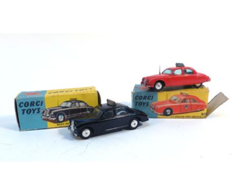 Two Corgi models consisting:209 Riley Pathfinder Police car and213 2.4 Jaguar fire service car, both boxed (2)   CONDITION RE