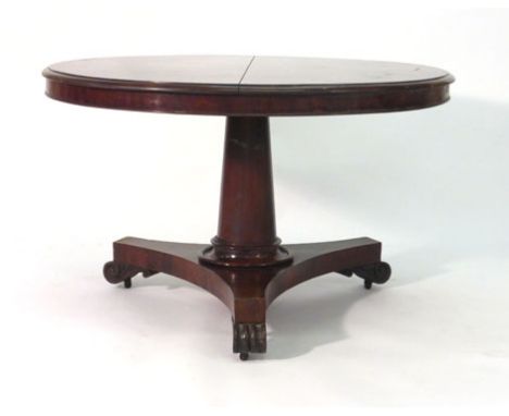 A Victorian mahogany breakfast table with a platform tripod base, d. 112 cm   CONDITION REPORT:  Shrinkage, wear