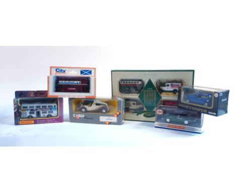 Nine boxed diecast models consisting:Matchbox 1981 The Royal Wedding double decker bus,Corgi 479 Commer Mobile Camera van,Cor