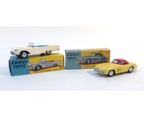 Two Corgi models consisting:215 Ford Thunderbird-open sports and304 Mercedes Benz 300SL hardtop roadster, both boxed (2)   CO