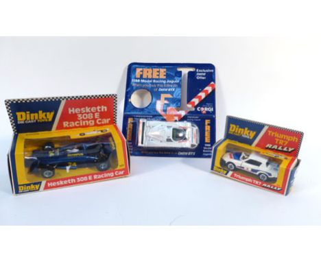 Two Dinky diecast models consisting:207 Triumph TR7 Rally and 222 Hesketh 308E Racing Car, together with a Corgi 1988 Racing 