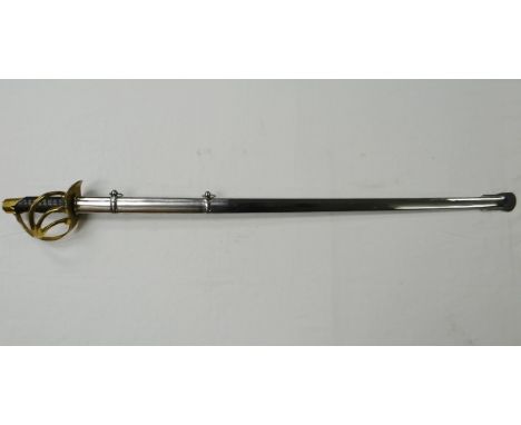 A reproduction heavy cavalry sword in scabbard 