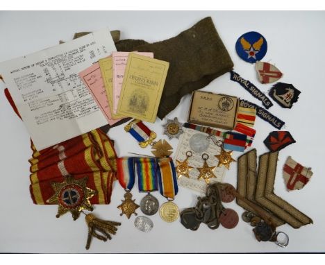 A WWI 1914-15 trio of medals to 21130 L. Cpl. H.W. Jones, R.W. Fus. accompanied by an identity tag referencing Hugh's service