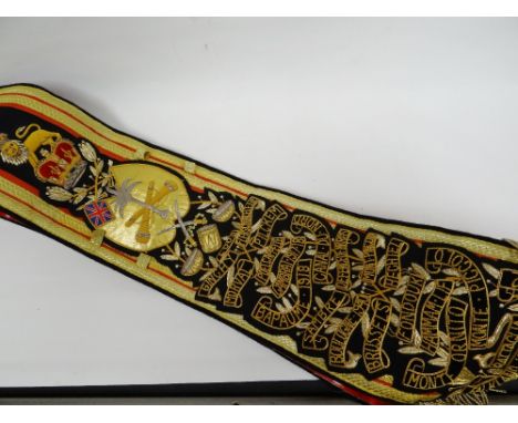 An embroidered Welsh Guards Drum Major's sash 
