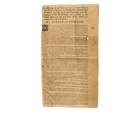 Workhouse.- St Giles' in the Fields.- Regulations of the Work-house... belonging to the Parish of St. Giles, woodcut head-, t