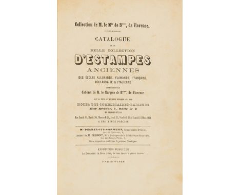 Sale catalogues.- Catalogue de la belle collection d'Estampes Anciennes des écoles allemande, flamande, française, hollandais