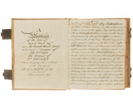 Wales.- Abstracts of the titles of [Sir] Mark Wood Esq. of Piercefield in the County of Monmouthshire and Glamorganshire, man