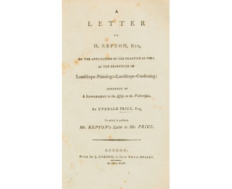 Price (Uvedale) A Letter to H. Repton, Esq. on the Application of the Practice as well as the Principles of Landscape-Paintin