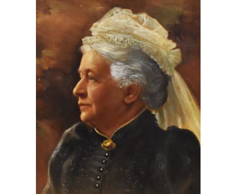 20th Century, oleograph, A bust length portrait of Queen Victoria, framed and under glass, measuring 32cm x 45cm, &amp; 46cm 