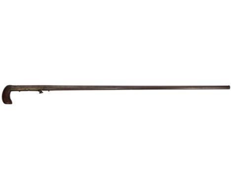 An English 40 bore Day's Patent underhammer percussion walking stick gun, tapering smooth bore barrel 28 in., with Birmingham