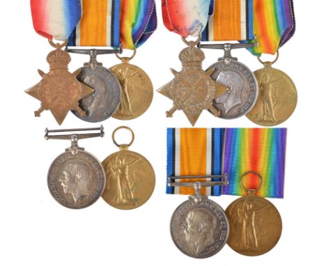 A small collection of Great War medal groups, comprising: British War and Victory medals to Officer's Steward Arthur C. Walke