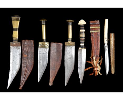 λ&nbsp;A small collection of North African and Mediterranean knives, comprising: a Greek or Corsican example with clip point 