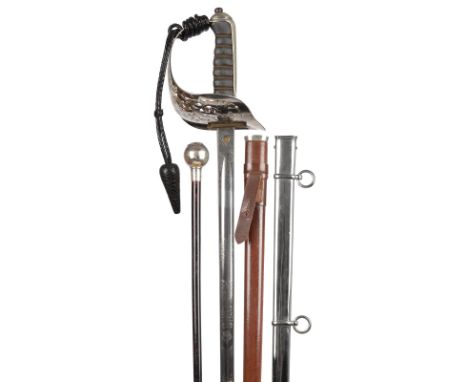 A British 1897 pattern infantry officer's sword, George V, etched blade numbered 3641, regulation plated hilt with royal cyph