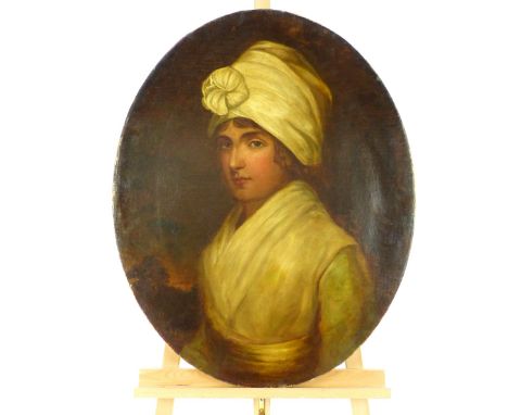 Follower of sir William Beechey, 18th/19th C oil on canvas portrait of Sara Siddons, nee Kemble, unframed, 86 x 68cm