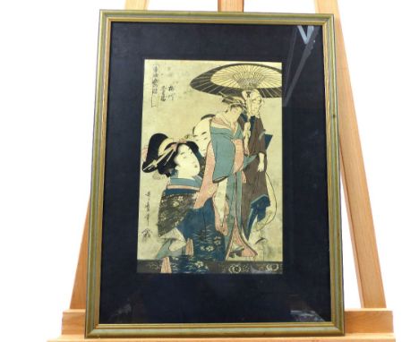ToyokuniI (1869-1925), Japanese, "beauty playing with toy" print, 37 x 24cm, Gekko (1859-1920), 'Lady's custom service', 31.5